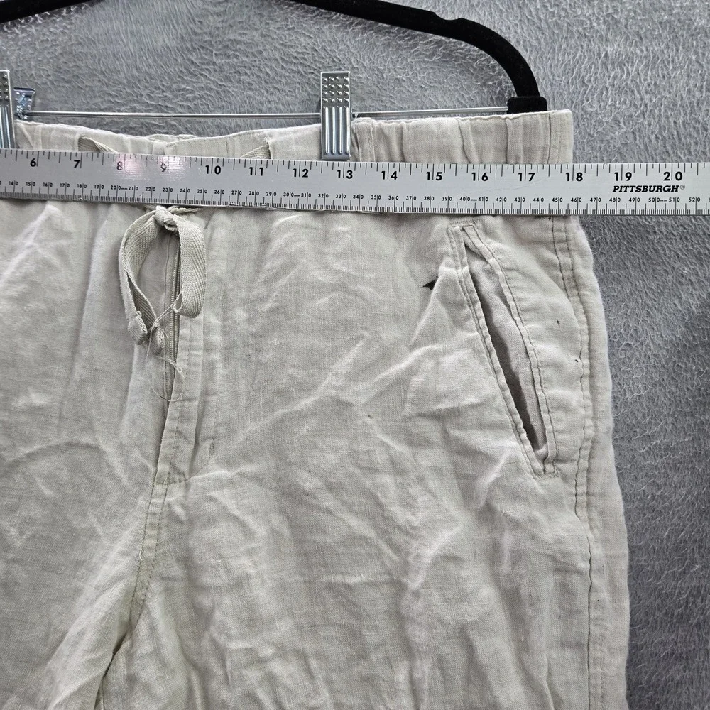 Tasso Elba Island Men Pants L Beige Linen Casual 29
